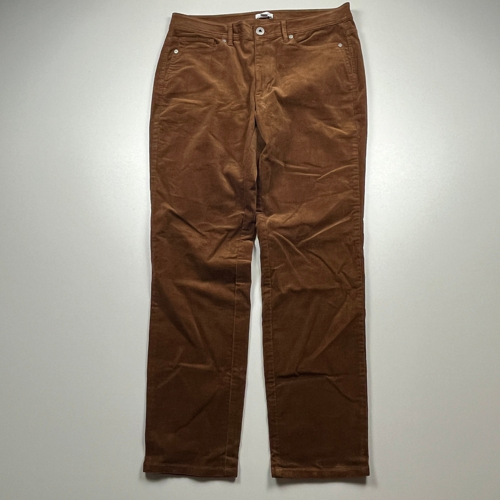 J. Jill Corduroy Straight Leg Pants Size 10 Brown Classic Stretch Fall Staple